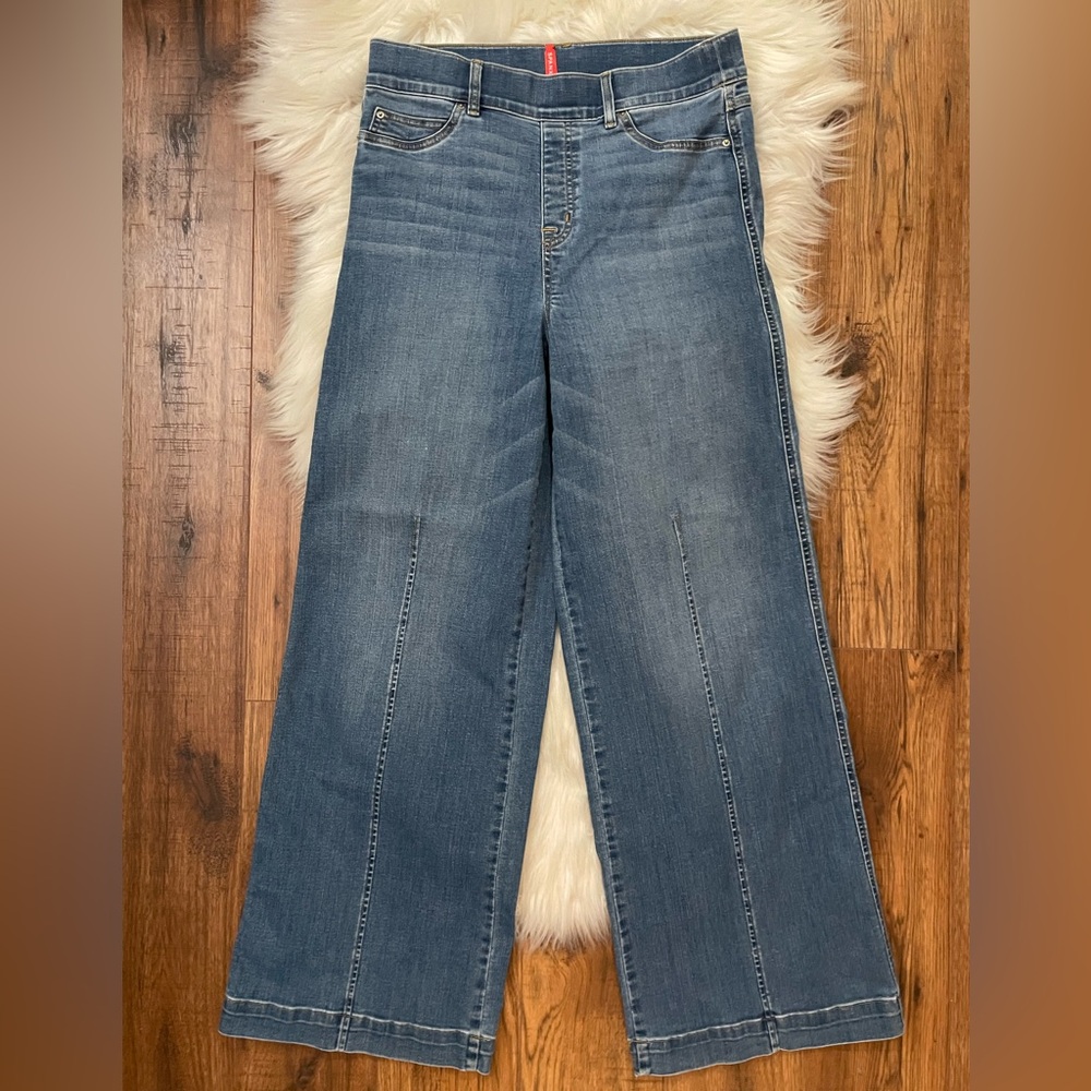 Spanx jeans Size LARGE Straight Leg Vintage Indigo Blue Pants